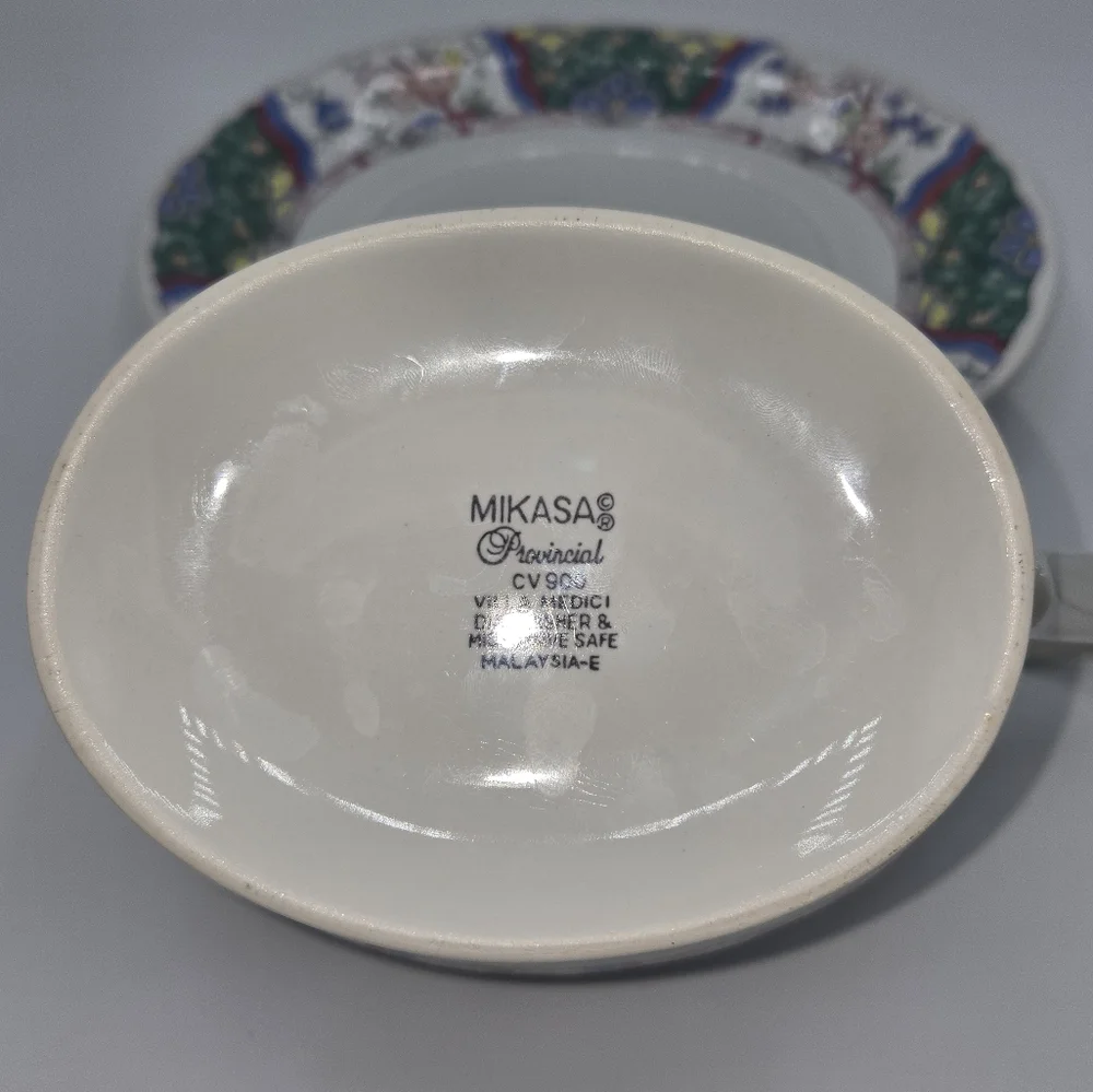 Mikasa Provincial China CV900 Villa Medici‎ Gravy Boat & Plate Vintage Set